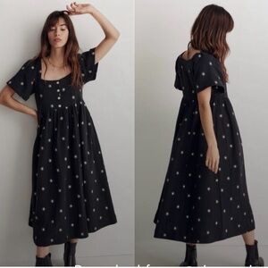 Madewell Black Floral Midi Dress